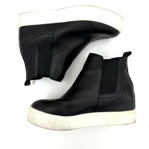 Black Chelsea Sneaker Boots with White Sole - Women's